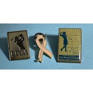 LPGA Golf Tournament ,Susan G Komen , Pink Ribbon - 3 Lapel Hat  Pins